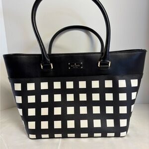 Kate Spade New York Grove Street Black and White Checkered Tote